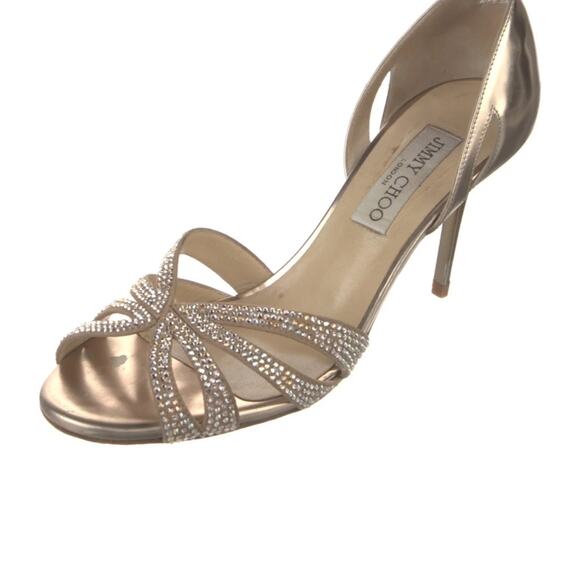 Jimmy Choo Metallic Strappy Heels rhinestone gold size EU 41 designer